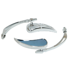 TNKD Customs Flaming Teardrop Chrome Mirrors (Blue Glass)
