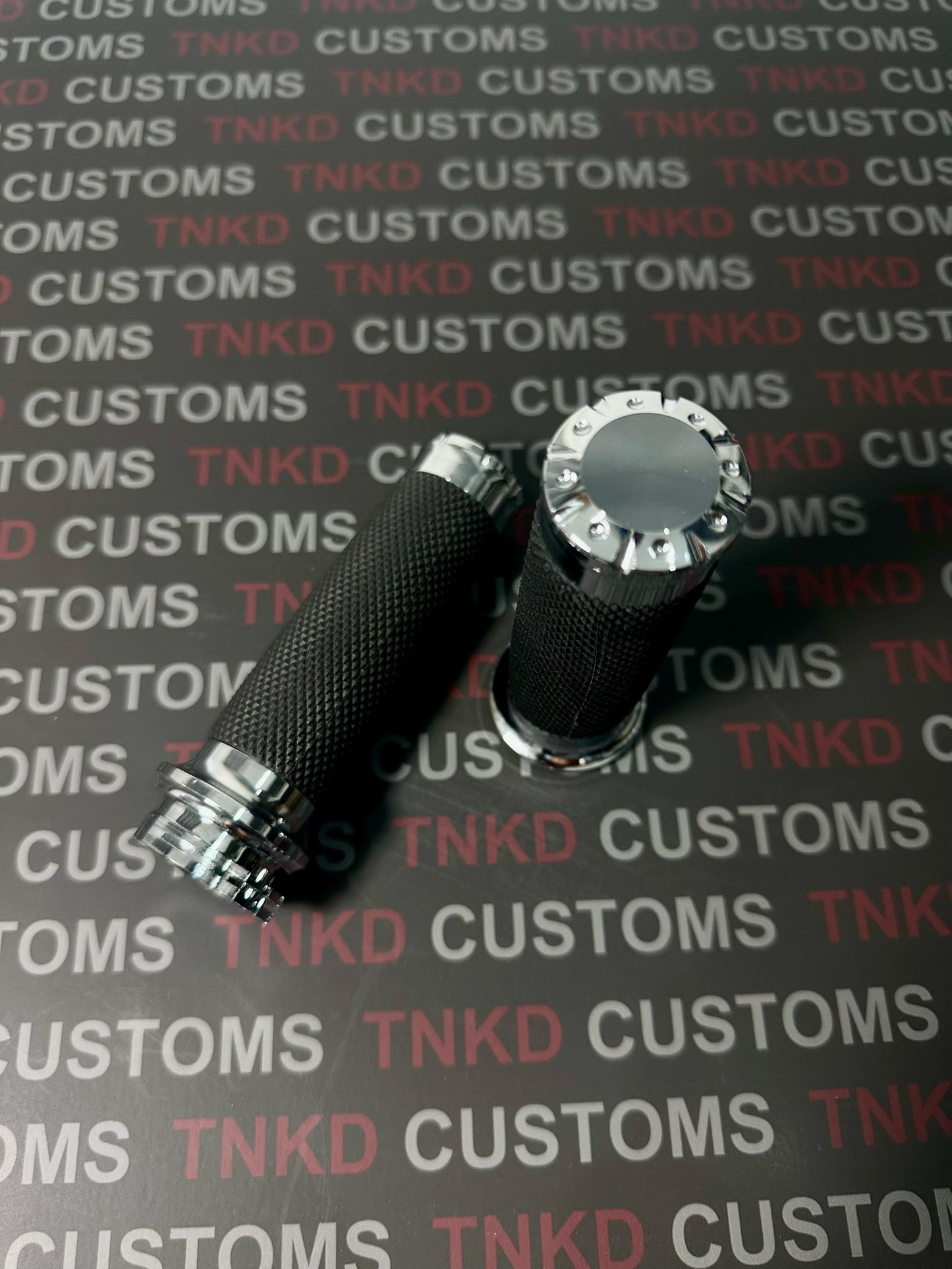 TNKD Customs Chrome CNC 1" Hand Grips