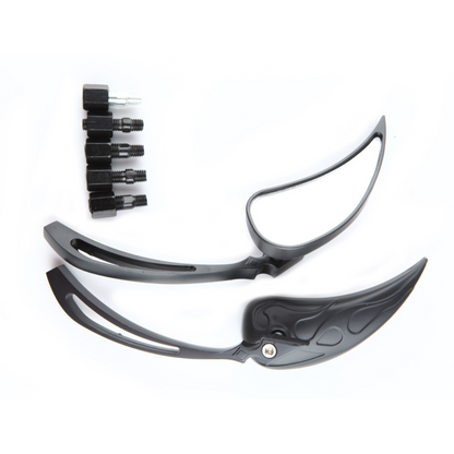 TNKD Customs Flaming Teardrop Black Mirrors